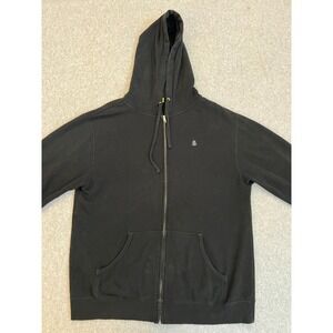 Snapchat Social Media Hoodie Men's Large Black Zip Up Ghost Logo Fleece Pockets